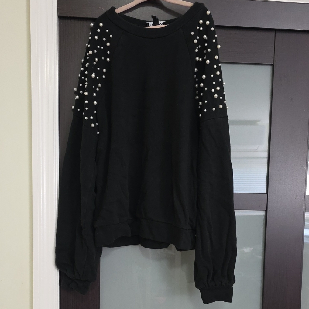 Express Black Pearl Embellished Sweater